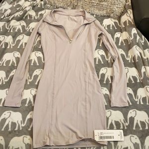 Light Grey Bodycon Zip Dress